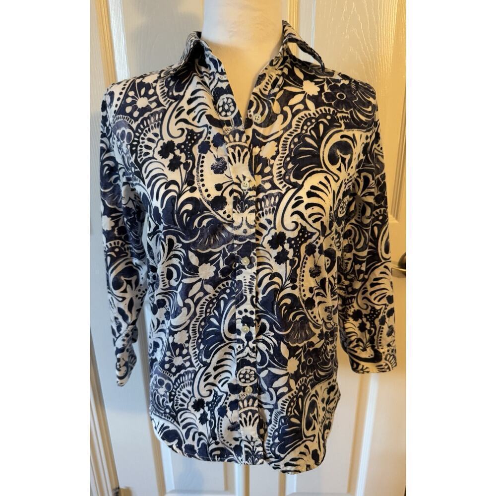 Lauren Ralph Lauren Women’s Paisley Button Up Shirt Blouse Size XS